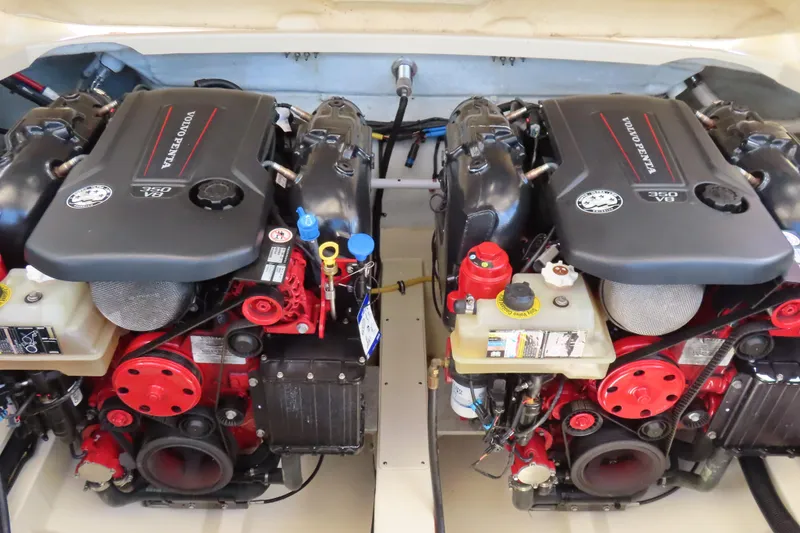 Slide: The Image of Twin Volvo Penta 350 V8 engines in a 2018 Chris Craft Launch 34 boat. - 10