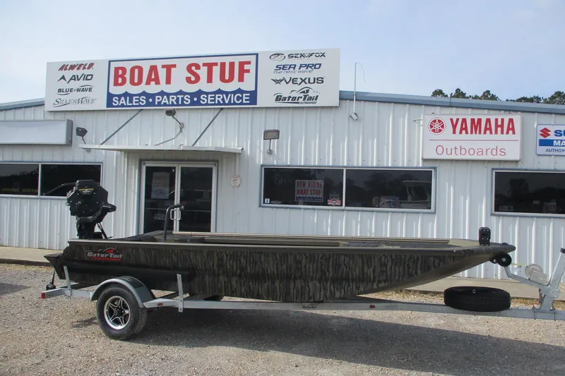 The Image of 2026 Gator Tail 1854 Extreme boat on trailer outside dealership. - 0