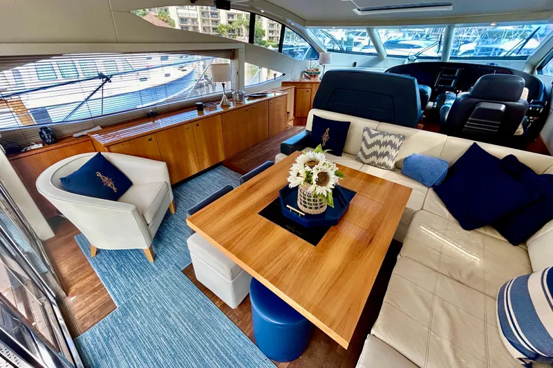 Slide: The Image of Luxurious interior of 2010 Sunseeker Predator 64 yacht with elegant seating and decor. - 5