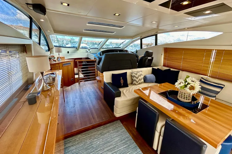 Slide: The Image of Luxurious interior of 2010 Sunseeker Predator 64 yacht with elegant seating and decor. - 7