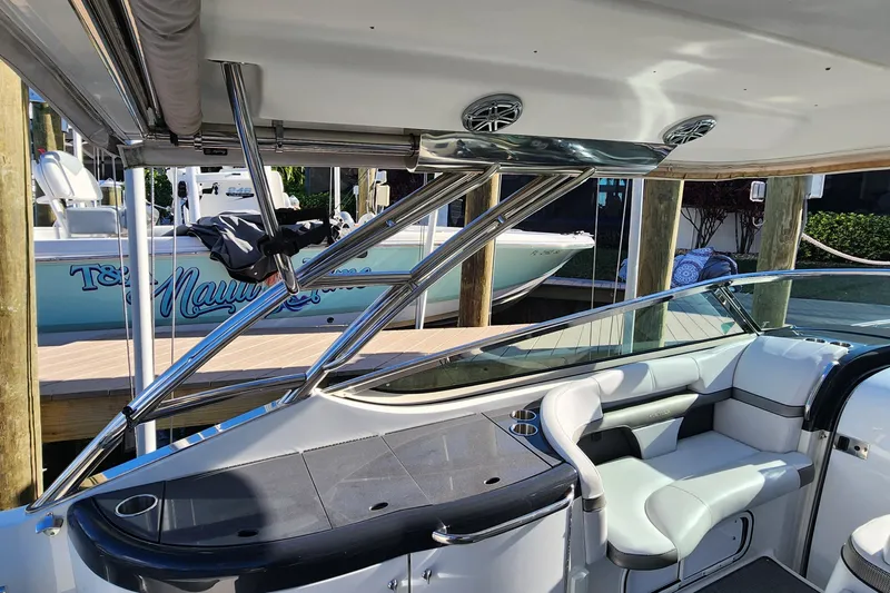 Slide: The Image of 2017 Formula 370 Super Sport boat interior with sleek seating and modern design. - 26