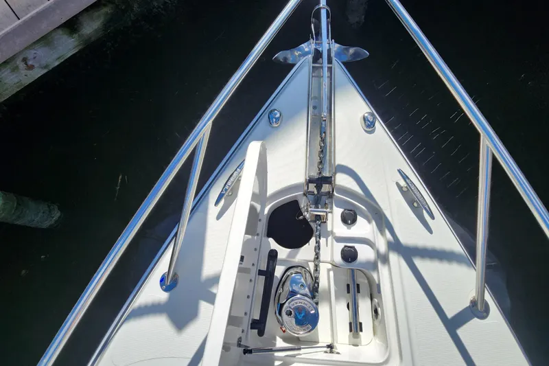 Slide: The Image of Bow of 2017 Formula 370 Super Sport boat with anchor and railing. - 34