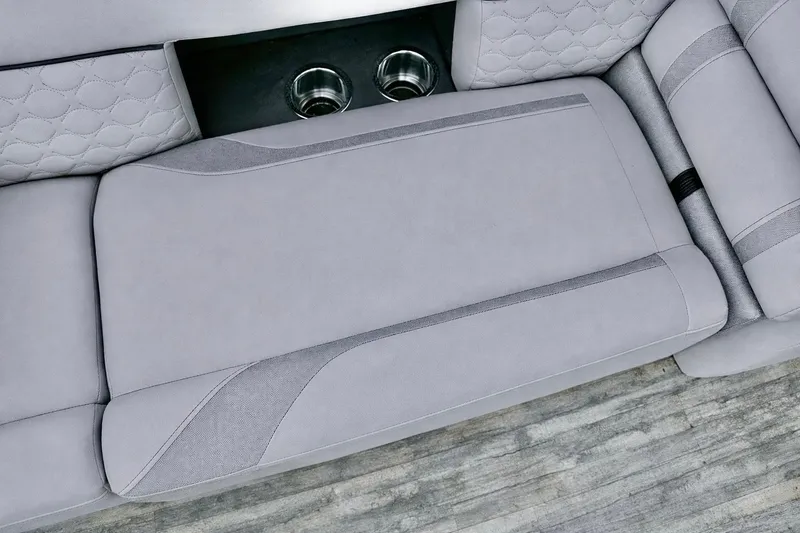 Slide: The Image of Gray seating area with cup holders on a 2019 Crest 250 LUSD boat. - 40