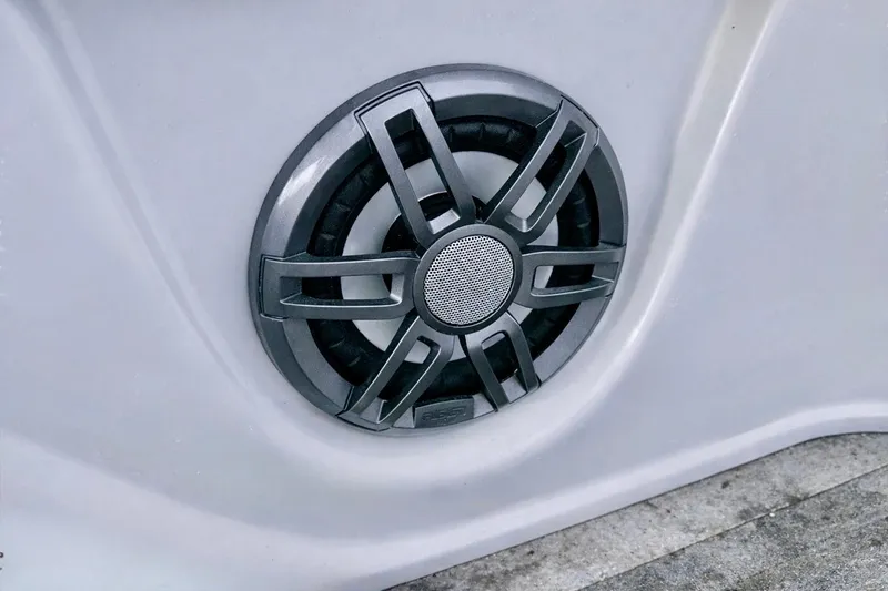 Slide: The Image of Close-up of a speaker on a 2019 Crest 250 LUSD boat. - 47