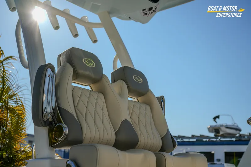 Slide: The Image of 2026 Key West 260 Center Console boat seats with elegant design and stitching. - 13