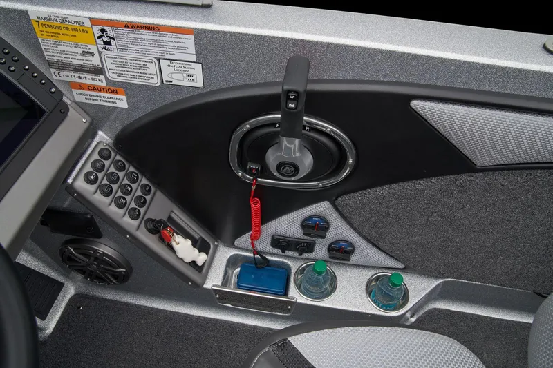 Slide: The Image of 2026 Ranger 1880MS boat livewell with logo and measurement ruler. - 37