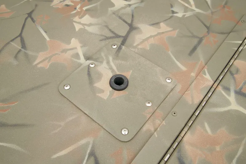 Slide: The Image of 2026 Tracker Grizzly 1754 SC boat seats with camouflage pattern upholstery. - 12