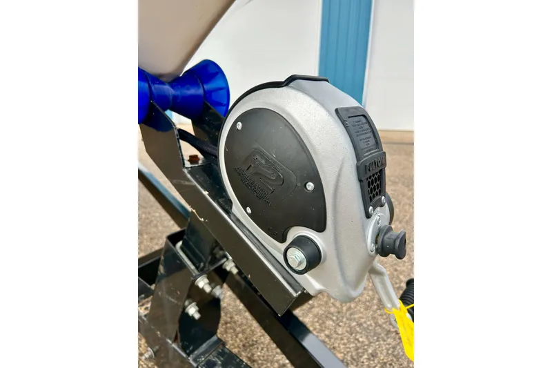 Slide: The Image of Close-up of a 1995 Crownline 202 BR boat trailer winch mechanism. - 55