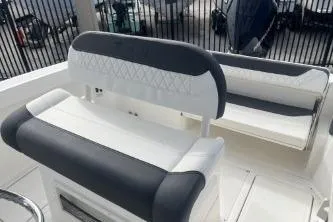 Slide: The Image of 2023 Trophy T24 CC boat seating with modern design and comfortable upholstery. - 12