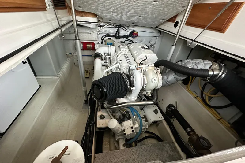 Slide: The Image of Garmin GPS display on 2010 Back Cove 37 boat, showing navigation map and data. - 39