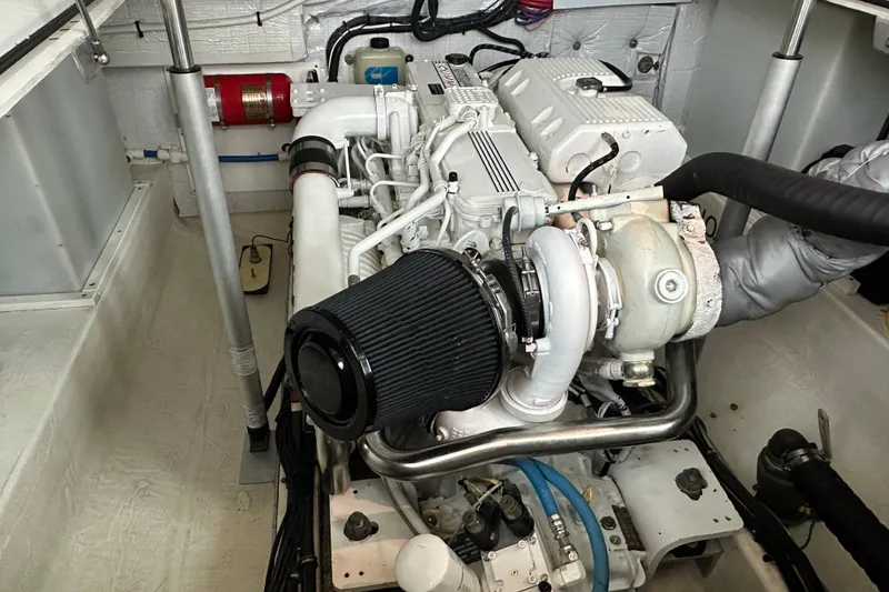 Slide: The Image of SmartCraft VesselView display on 2010 Back Cove 37 boat, showing engine metrics. - 40