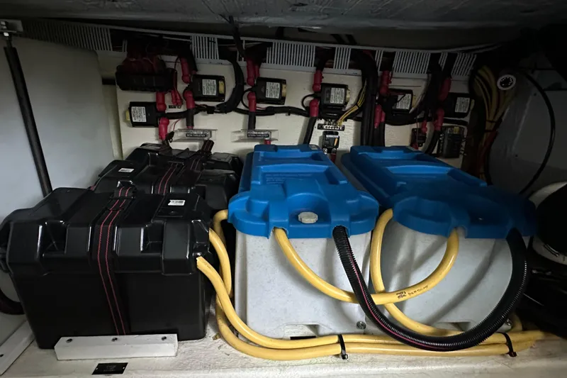 Slide: The Image of Control panel of a 2010 Back Cove 37 boat with FLIR and Side-Power systems. - 42