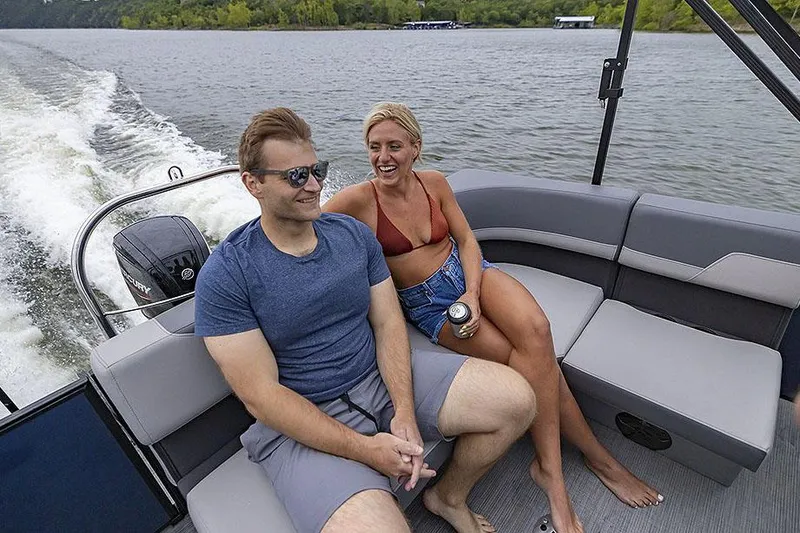 Slide: The Image of Manufacturer Provided Image: Couple enjoying a ride on a 2025 Lowe LS 190 boat. - 26