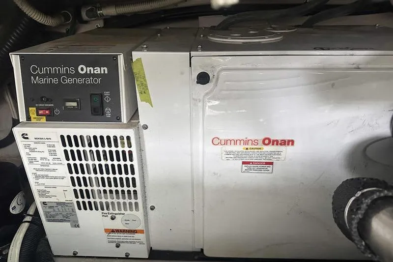 Slide: The Image of Cummins Onan marine generator in 2010 Sea Ray 450 Sundancer yacht engine room. - 43