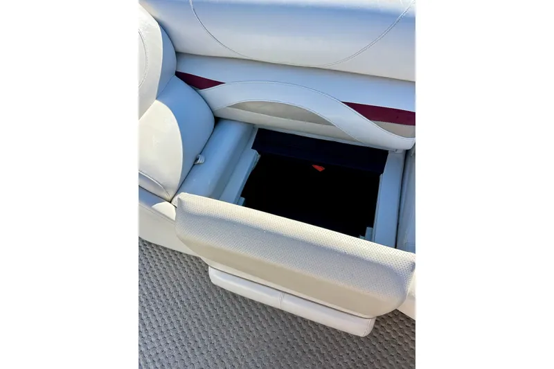 Slide: The Image of Crest LE 2270 2007 boat seat with open storage compartment, beige upholstery. - 35