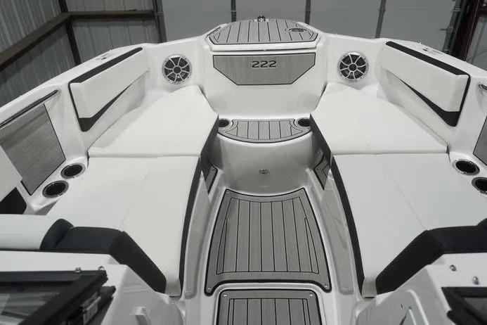 Slide: The Image of 2024 Yamaha Boats 222SD interior with sleek seating and modern design. - 10