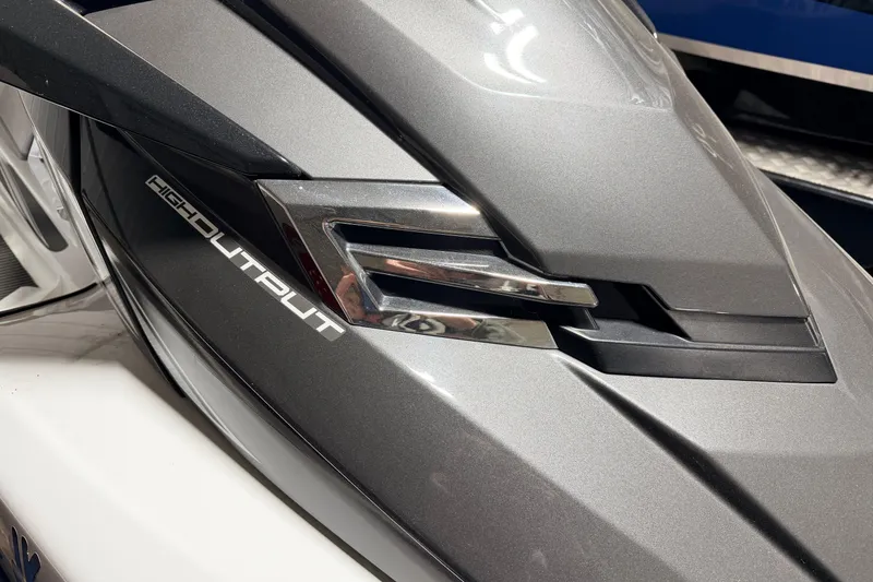 Slide: The Image of 2015 Yamaha WaveRunner FX Cruiser HO, high output emblem, sleek gray design. - 19