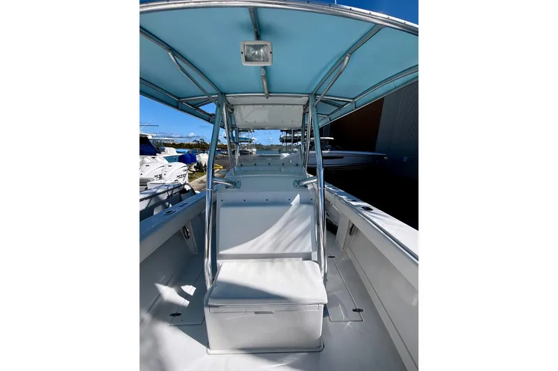 Slide: The Image of Interior view of a 2005 Jupiter 31 Center Console boat. - 13