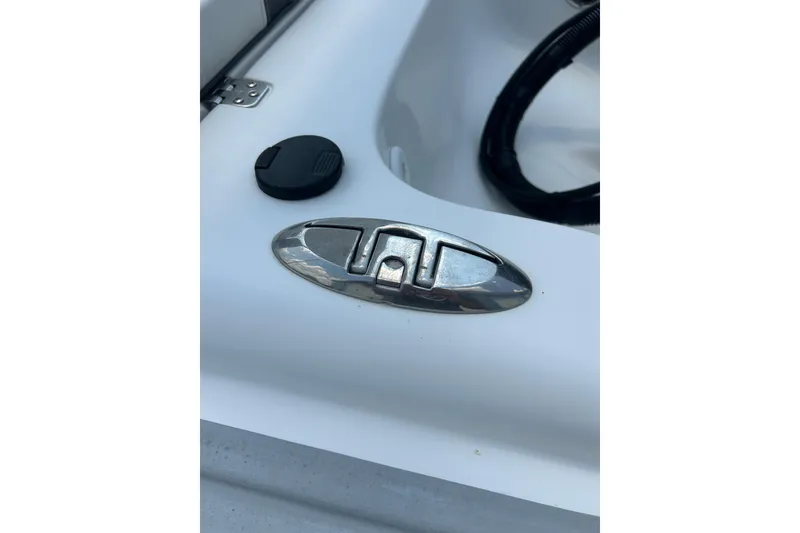 Slide: The Image of Close-up of a 2018 AB Inflatables Oceanus 4.30VSC boat latch detail. - 18