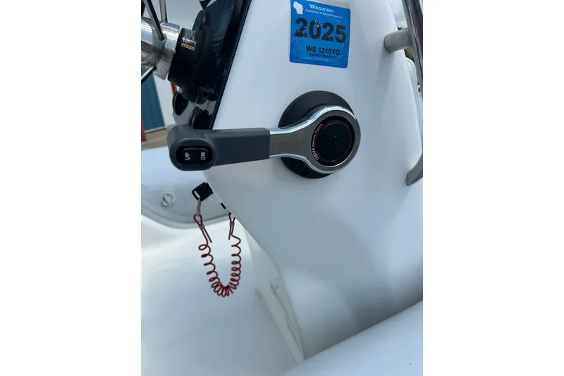 Slide: The Image of Control panel of 2018 AB Inflatables Oceanus 4.30VSC boat with registration sticker. - 21