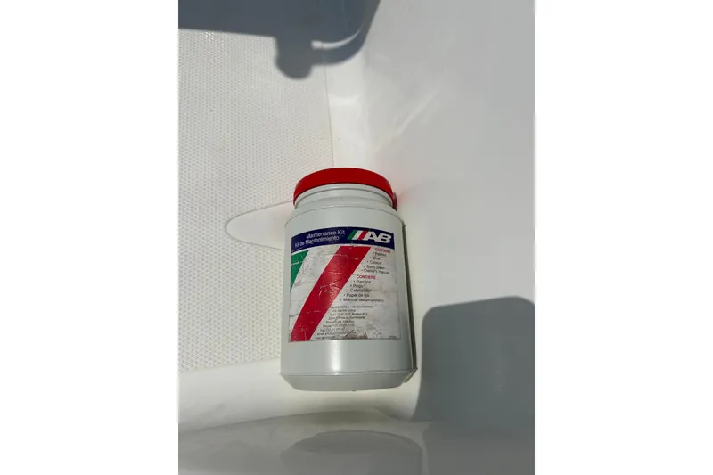 Slide: The Image of AB Inflatables maintenance kit inside 2018 Oceanus 4.30VSC boat. - 28