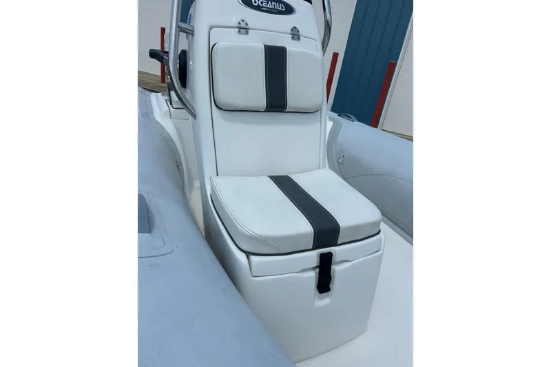 Slide: The Image of 2018 AB Inflatables Oceanus 4.30VSC boat seat with white and black design. - 8