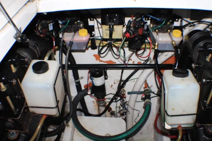 Slide: The Image of Engine compartment of a 2002 Bayliner 3055 Ciera with Mercury MerCruiser components. - 30