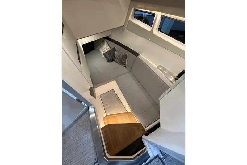 Slide: The Image of Interior of 2025 Cobalt R35 boat with modern seating and cushions. - 5