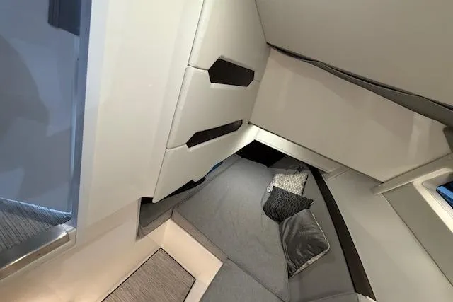 Slide: The Image of Interior of 2025 Cobalt R35 boat with modern seating and storage. - 6