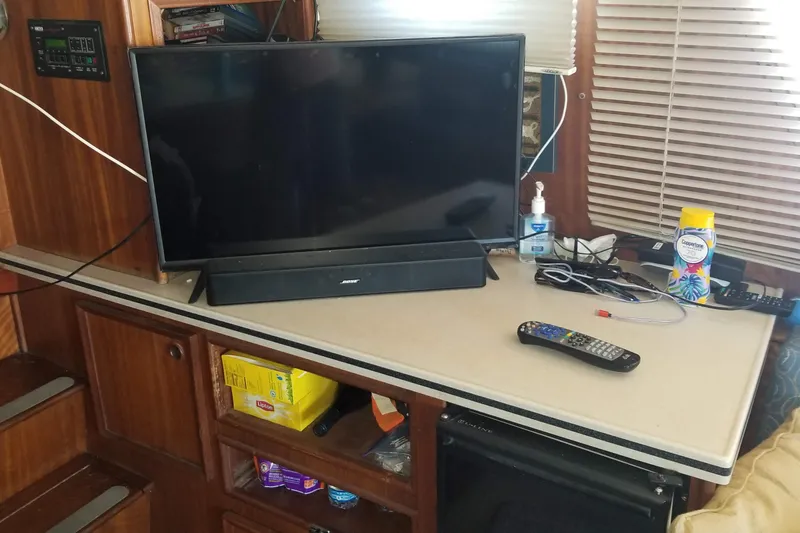 Slide: The Image of Open freezer on 1976 Hatteras 48 Long Range Cruiser boat deck. - 38