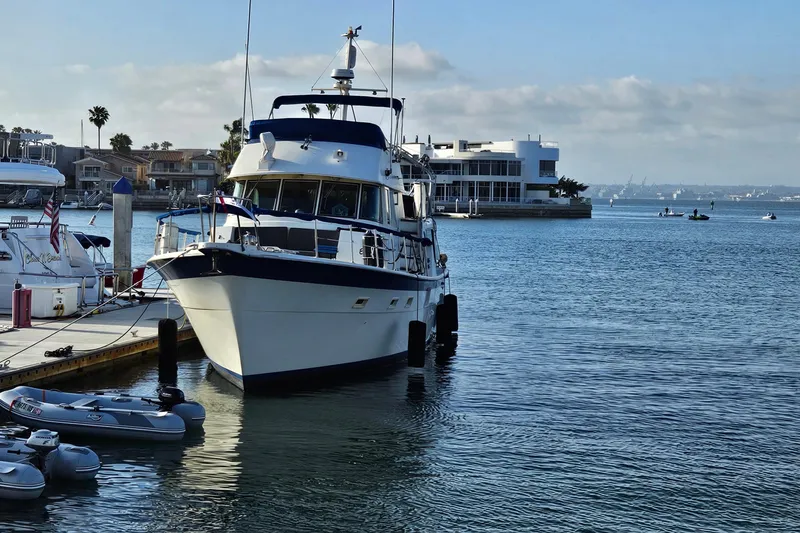 Slide: The Image of 1976 Hatteras 48 Long Range Cruiser docked in San Diego marina. - 6