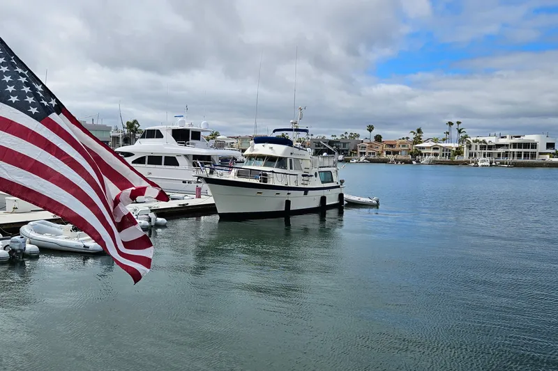 Slide: The Image of 1976 Hatteras 48 Long Range Cruiser docked in San Diego marina. - 7