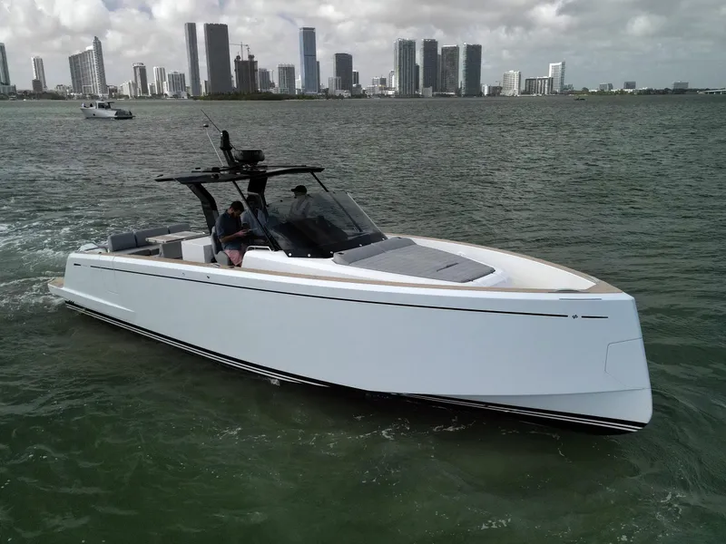 Slide: The Image of 2022 Pardo Yachts 38 cruising near city skyline on calm waters. - 16
