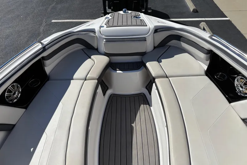 Slide: The Image of 2017 Yamaha 242 Limited SE-Series boat interior with sleek seating and modern design. - 8