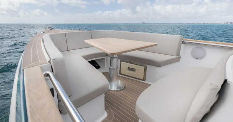 Slide: The Image of Luxurious seating area on 2023 Fjord 38 yacht with ocean view. - 22