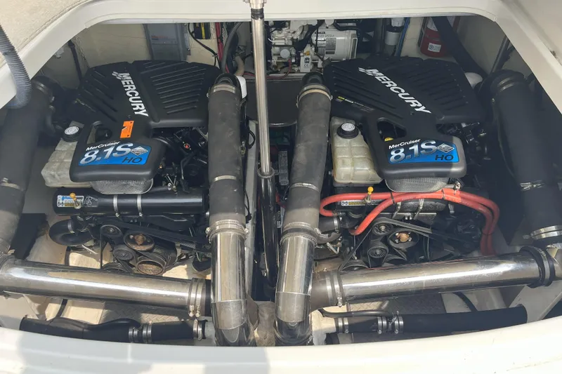 Slide: The Image of Engine compartment of a 2001 Formula 37 Performance Cruiser with twin MerCruiser 8.1S HO engines. - 2