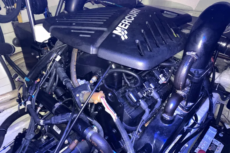 Slide: The Image of Engine compartment of a 2001 Formula 37 Performance Cruiser with Mercury components. - 51