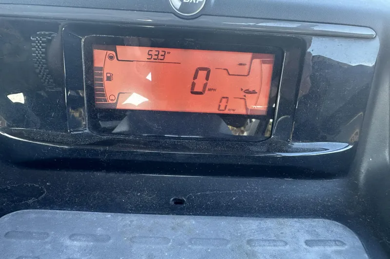 Slide: The Image of Dashboard of a 2022 Sea-Doo Switch Sport 21, displaying 0 MPH and 5.33 hours. - 9