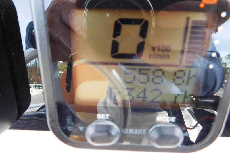 Slide: The Image of Close-up of a Yamaha boat tachometer on a 2008 Wellcraft 27 Scarab Tournament. - 29