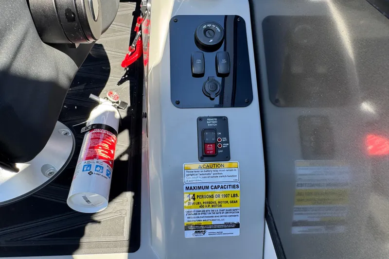 Slide: The Image of Control panel and fire extinguisher on 2026 Barletta Lusso 23UC boat. - 49