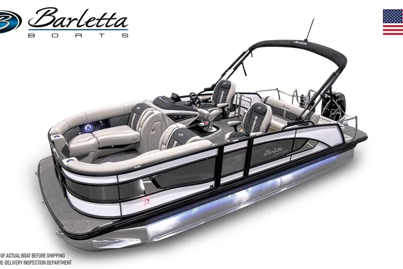 Slide: The Image of 2026 Barletta Lusso 23UC pontoon boat with luxurious seating and sleek design. - 90