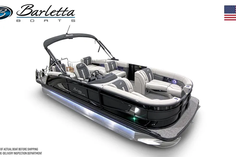 Slide: The Image of 2026 Barletta Lusso 23M pontoon boat with luxurious seating and sleek design. - 4