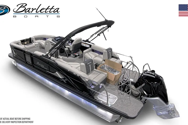 Slide: The Image of 2026 Barletta Lusso 23M pontoon boat with luxurious seating and modern design. - 8