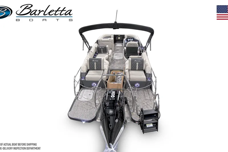 Slide: The Image of 2026 Barletta Lusso 23M pontoon boat with luxurious seating and modern design. - 9