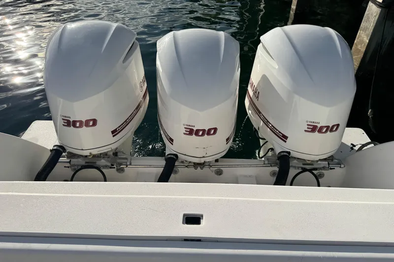 Slide: The Image of Triple Yamaha 300 engines on a 2017 Intrepid 375 Center Console boat. - 25