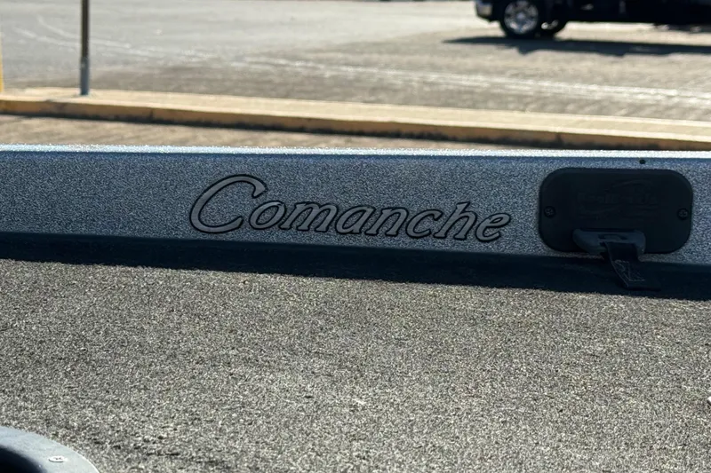 Slide: The Image of 2008 Ranger 198 VX Comanche boat detail in parking lot. - 40