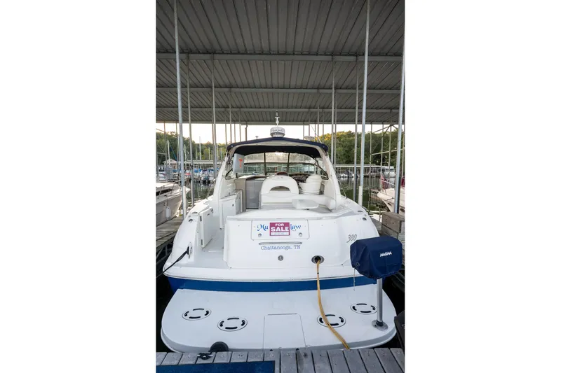 Slide: The Image of 2004 Sea Ray 380 Sundancer yacht docked, rear view, for sale in Chattanooga, TN. - 21