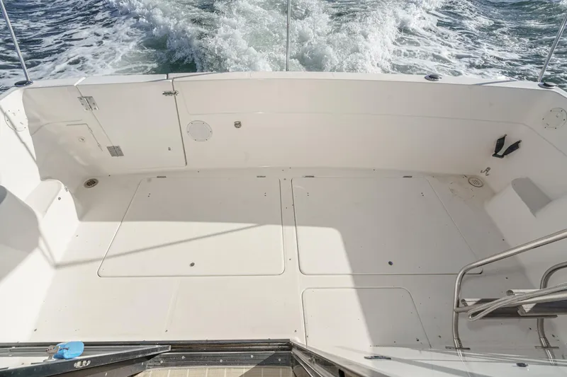 Slide: The Image of 1998 Bayliner 3988 Motoryacht deck with ocean view and railing. - 46