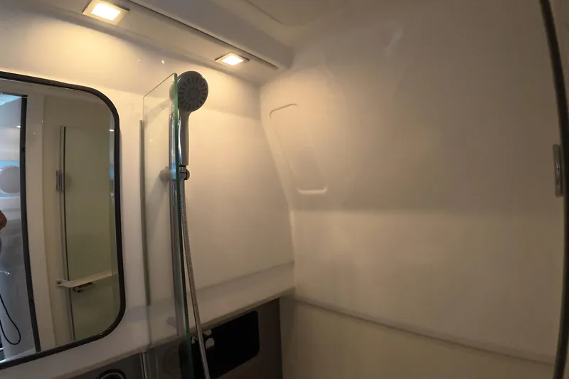 Slide: The Image of Modern bathroom interior of 2025 Schaefer V44 yacht with shower and mirror. - 50
