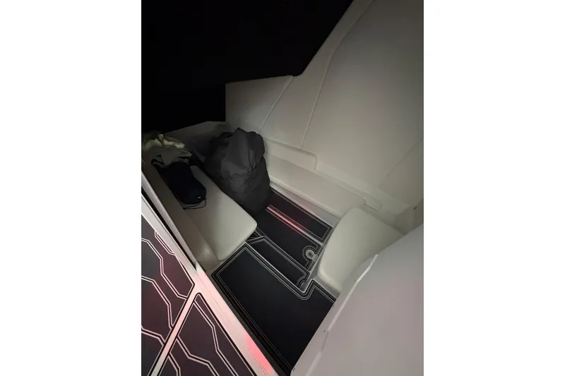 Slide: The Image of Battery compartment of 2022 Sunsation 32 CCX boat with wiring and connections. - 19